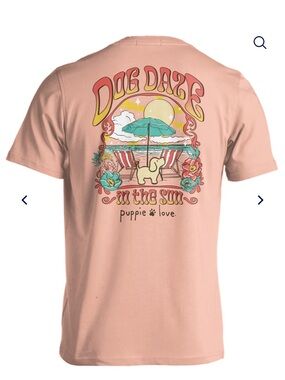 Dog Daze in the Sun coral Graphic Puppie love T-Shirt